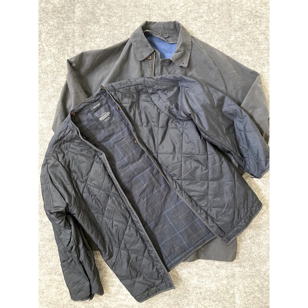 Nautica Jacket Mens Large 2 in 1 Blue Detachable Cotton Lining Winter Coat